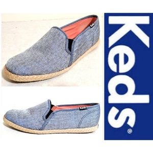 KEDS Espadrille Woven Blue White Slip On Shoes